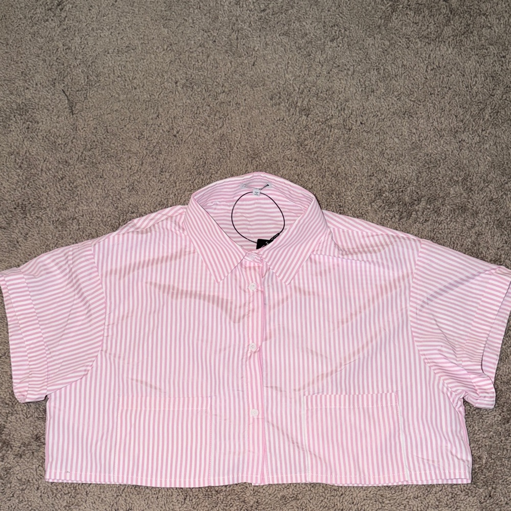 Fashion Nova Pink Striped Crop Top